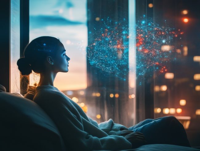 Future mental health care ai therapy session in digital photo, showing ...